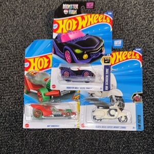 Hot Wheels Bundle Hot Wheengs Hot Sauce Bottle 1966 Vespa 90 SS Monster High Car